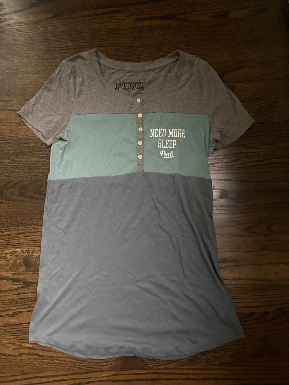 PINK Victoria's Secret Grey, Mint & Slate Colorblock Nightshirt size S